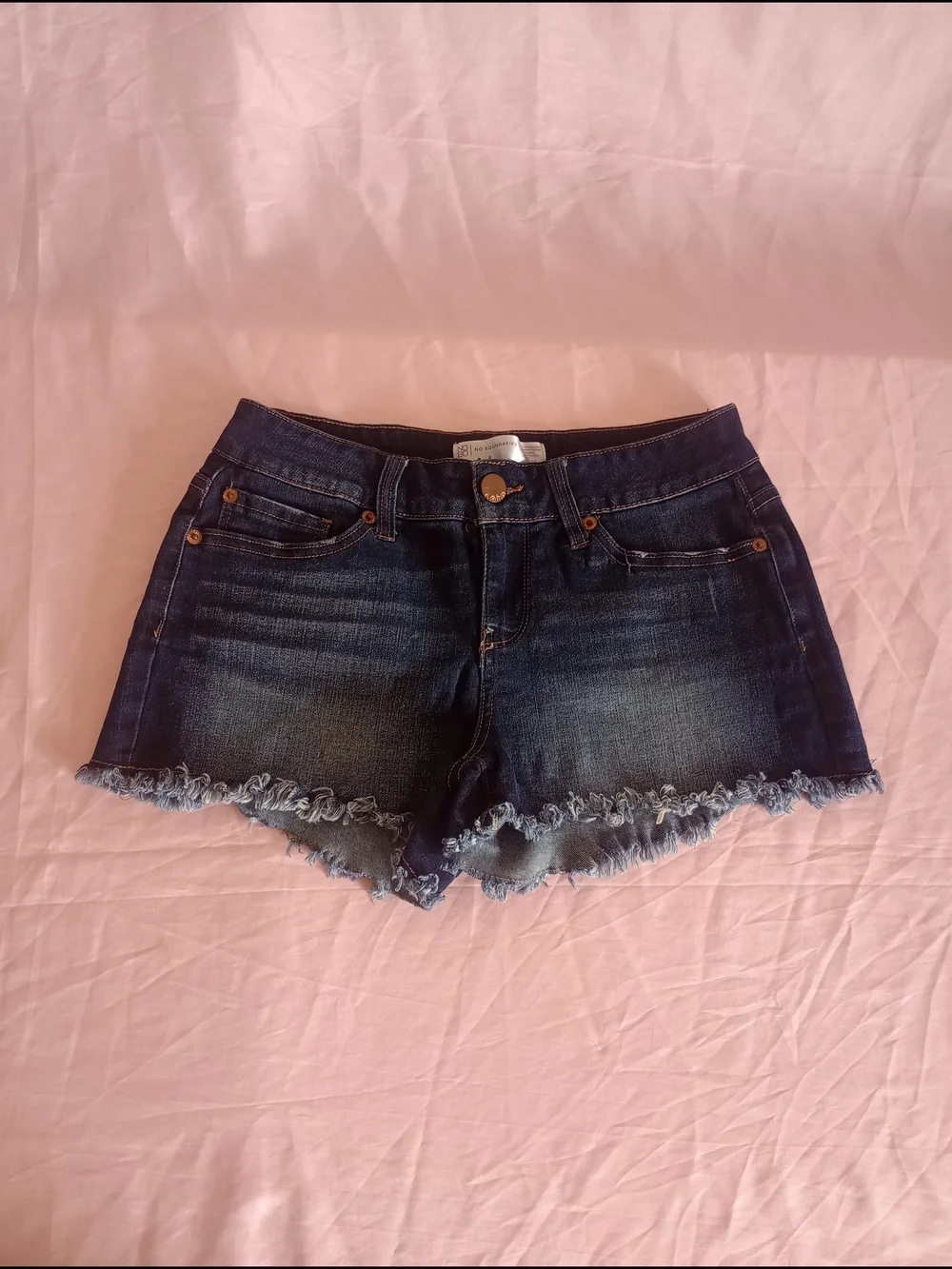 No Boundaries Dark Blue Frayed Hem Denim Shorts Sz. 9